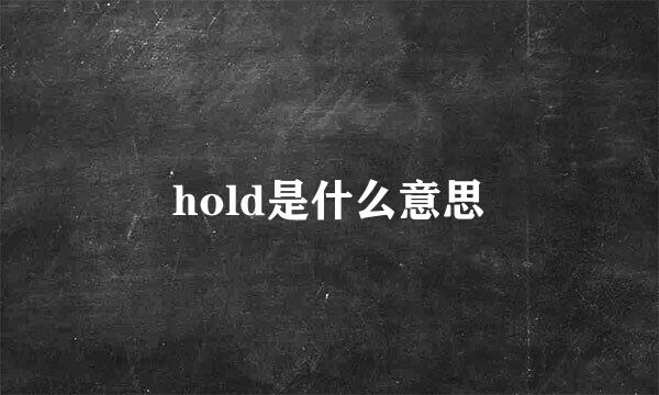 hold是什么意思