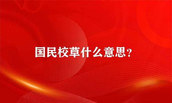 国民校草什么意思？