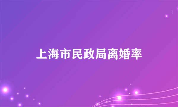 上海市民政局离婚率