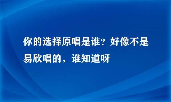 你的选择原唱是谁？好像不是易欣唱的，谁知道呀