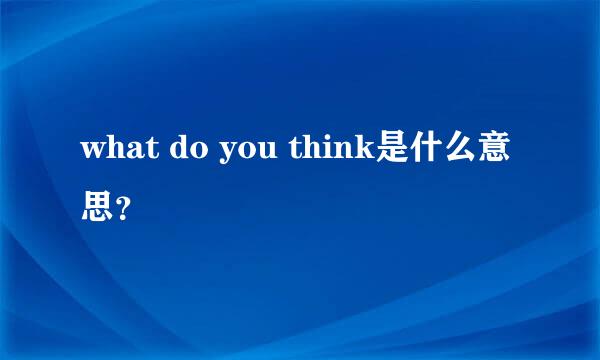 what do you think是什么意思？