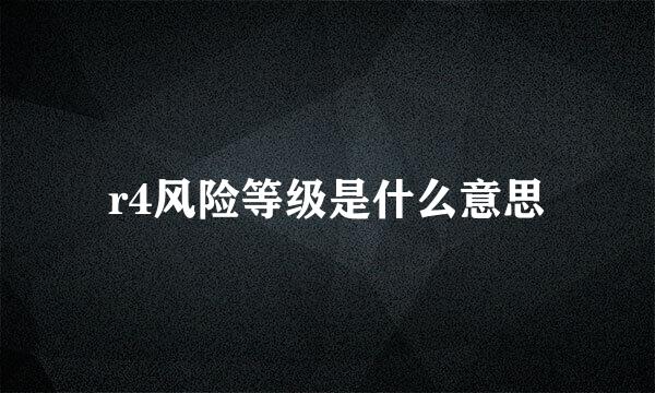 r4风险等级是什么意思