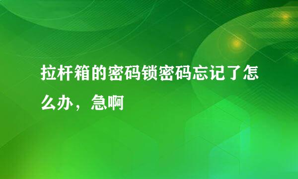 拉杆箱的密码锁密码忘记了怎么办，急啊