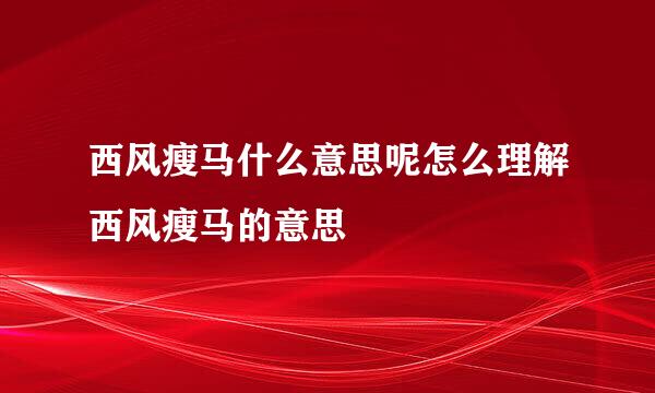 西风瘦马什么意思呢怎么理解西风瘦马的意思