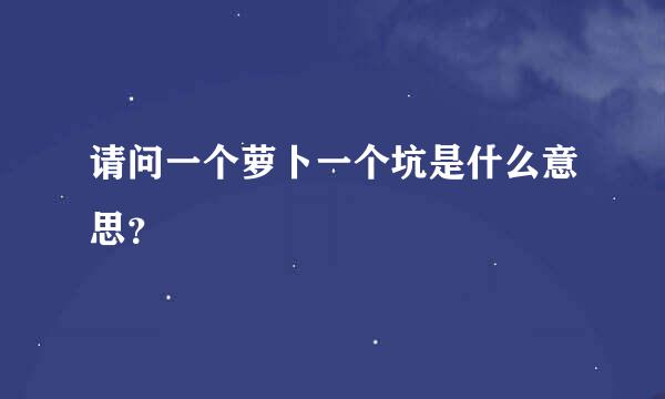 请问一个萝卜一个坑是什么意思？