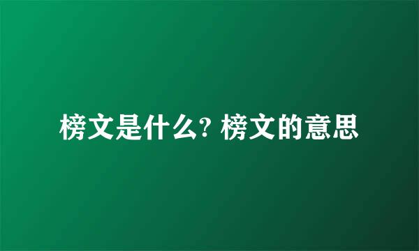 榜文是什么? 榜文的意思