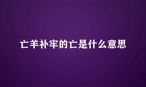 亡羊补牢的亡是什么意思