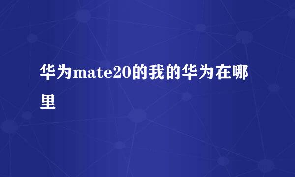 华为mate20的我的华为在哪里