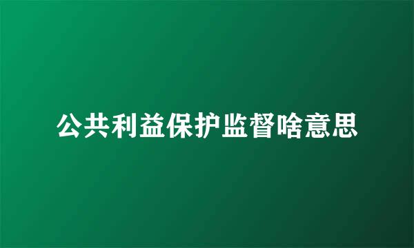 公共利益保护监督啥意思