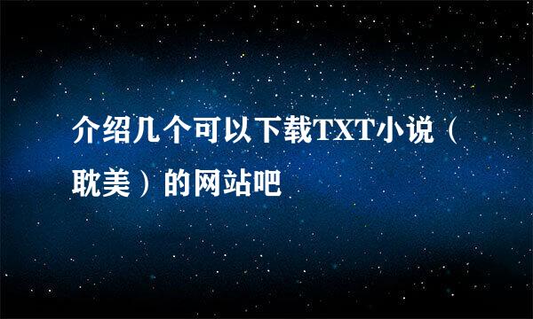 介绍几个可以下载TXT小说（耽美）的网站吧