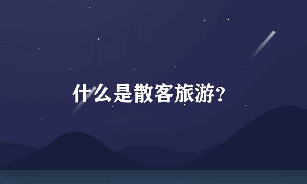 什么是散客旅游？