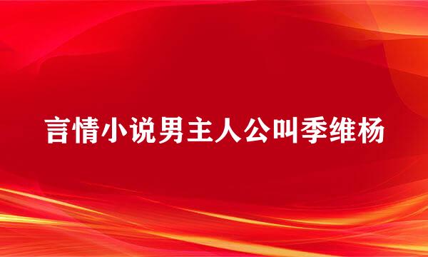 言情小说男主人公叫季维杨