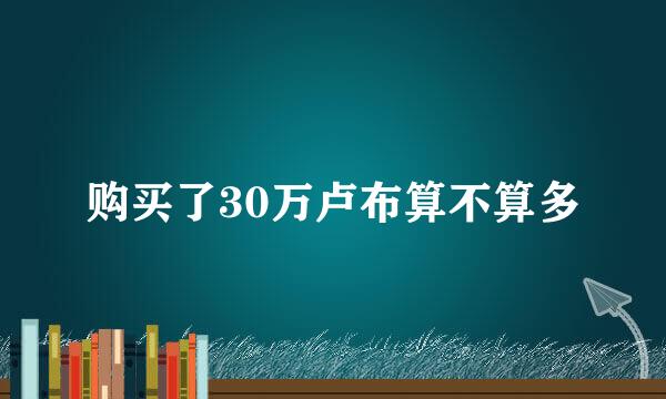 购买了30万卢布算不算多