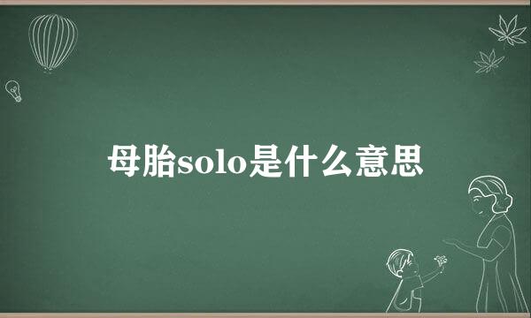 母胎solo是什么意思