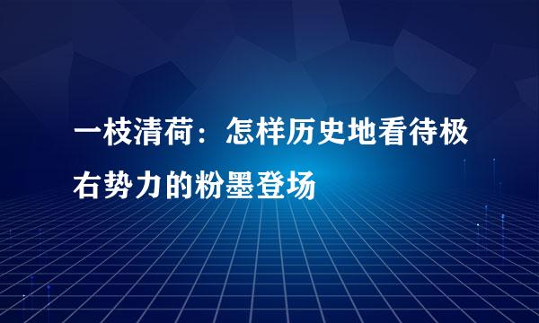 一枝清荷：怎样历史地看待极右势力的粉墨登场