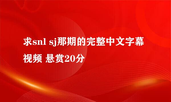 求snl sj那期的完整中文字幕视频 悬赏20分