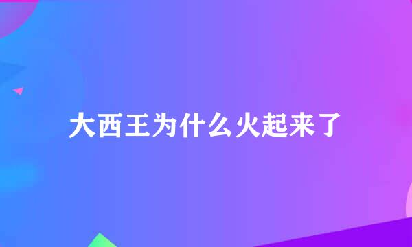 大西王为什么火起来了