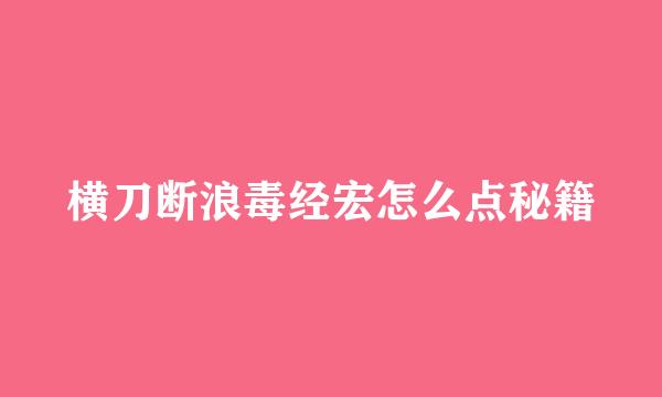 横刀断浪毒经宏怎么点秘籍