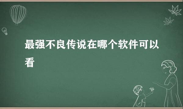 最强不良传说在哪个软件可以看