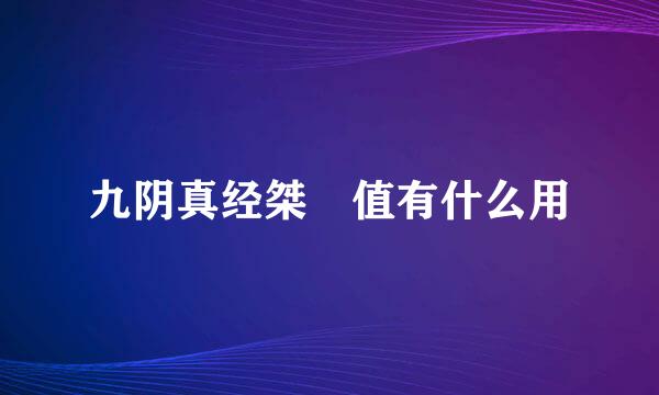 九阴真经桀髩值有什么用