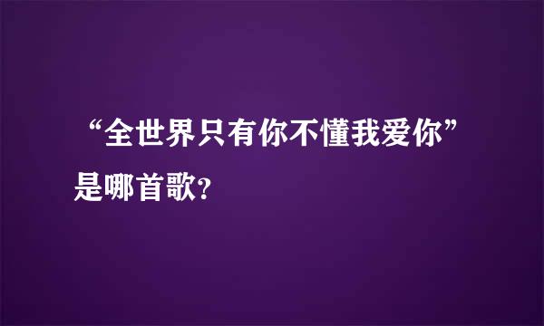 “全世界只有你不懂我爱你”是哪首歌？