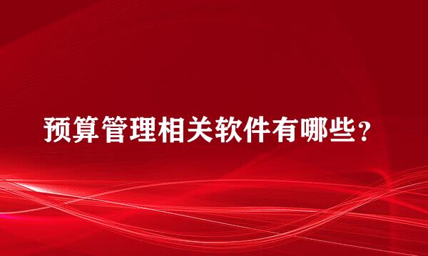 预算管理相关软件有哪些？