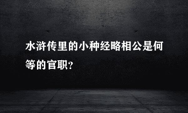 水浒传里的小种经略相公是何等的官职？