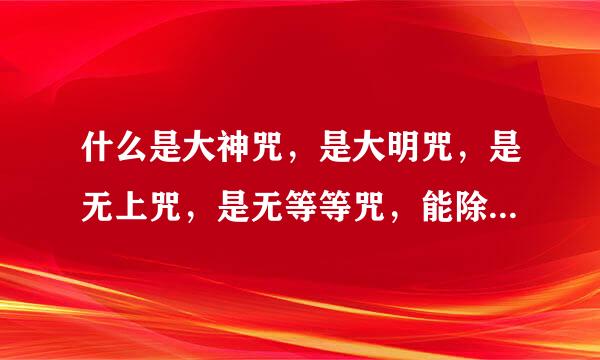 什么是大神咒，是大明咒，是无上咒，是无等等咒，能除一切苦，真实不虚