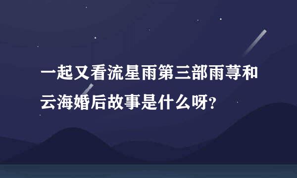 一起又看流星雨第三部雨荨和云海婚后故事是什么呀？