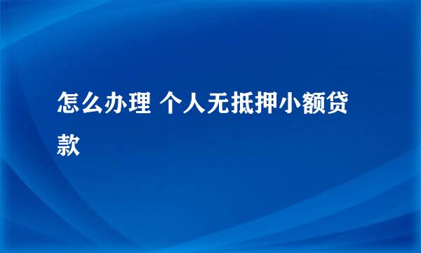 怎么办理 个人无抵押小额贷款