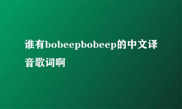 谁有bobeepbobeep的中文译音歌词啊