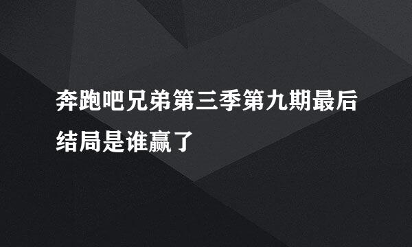 奔跑吧兄弟第三季第九期最后结局是谁赢了