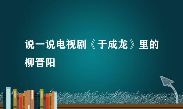 说一说电视剧《于成龙》里的柳晋阳