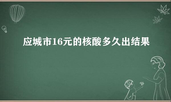 应城市16元的核酸多久出结果