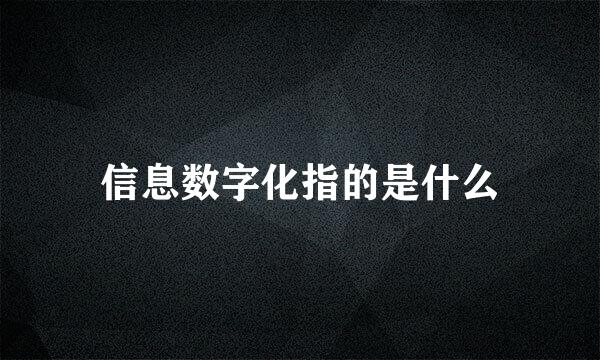 信息数字化指的是什么