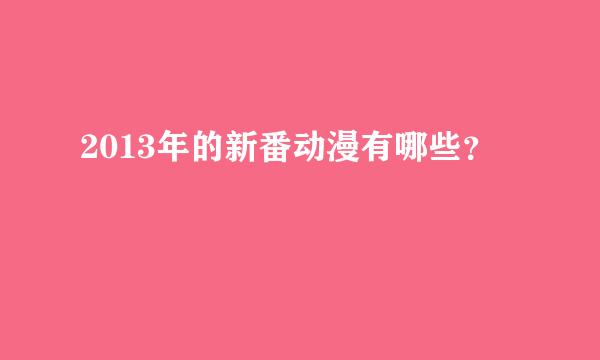 2013年的新番动漫有哪些？