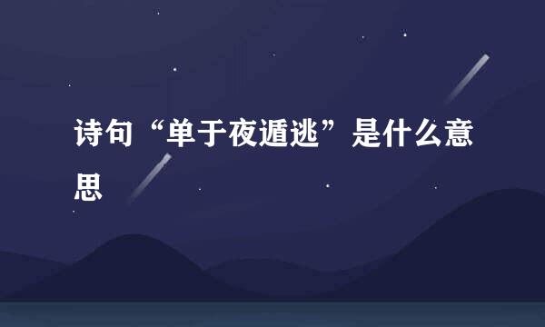 诗句“单于夜遁逃”是什么意思