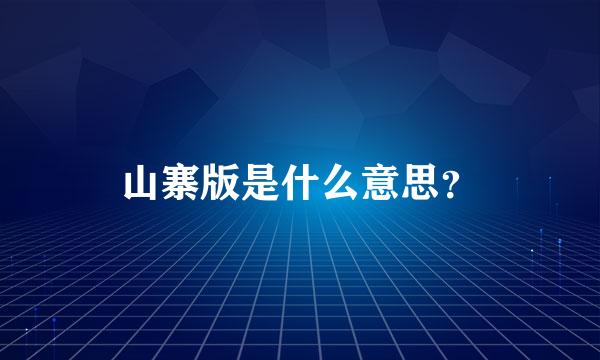 山寨版是什么意思？