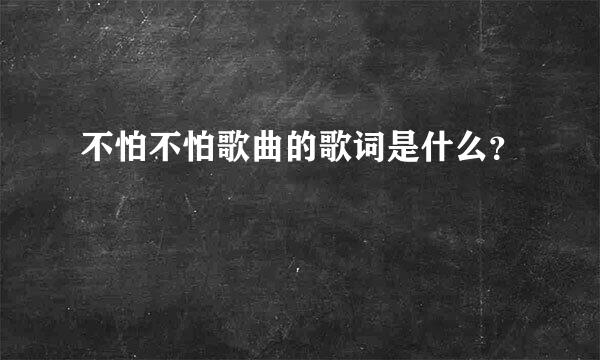 不怕不怕歌曲的歌词是什么？