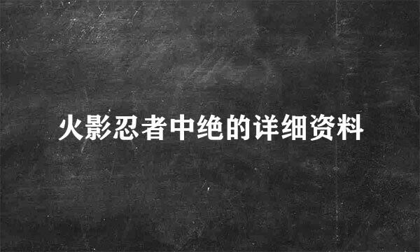 火影忍者中绝的详细资料