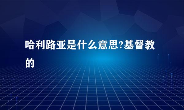 哈利路亚是什么意思?基督教的