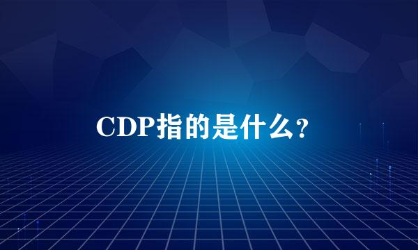 CDP指的是什么？