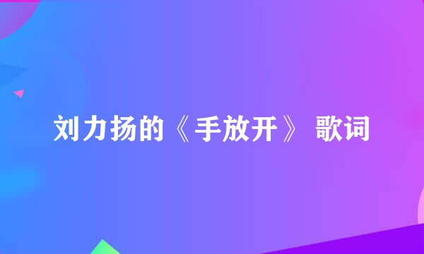 刘力扬的《手放开》 歌词