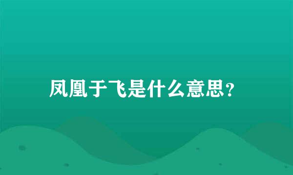 凤凰于飞是什么意思？