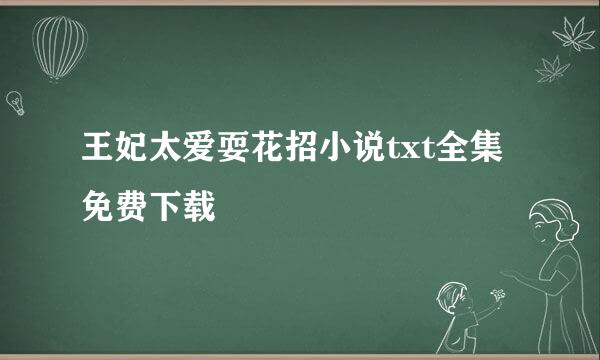 王妃太爱耍花招小说txt全集免费下载