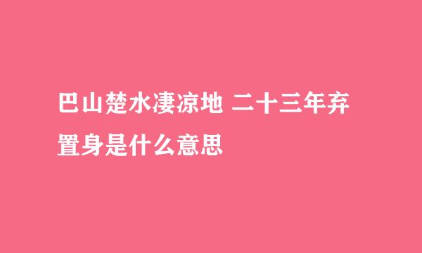 巴山楚水凄凉地 二十三年弃置身是什么意思