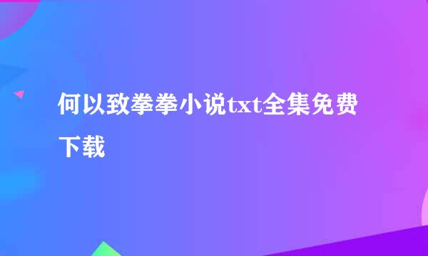 何以致拳拳小说txt全集免费下载