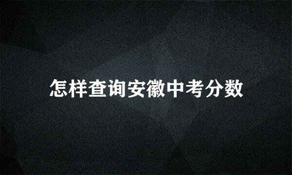 怎样查询安徽中考分数