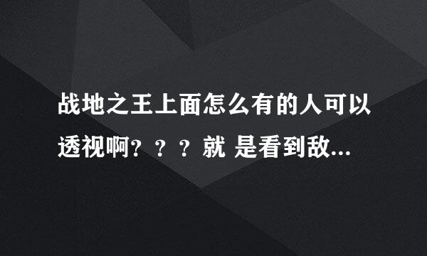 战地之王上面怎么有的人可以透视啊？？？就 是看到敌人是红的……