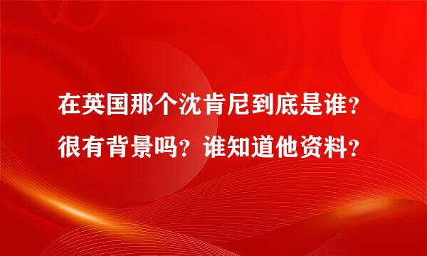 在英国那个沈肯尼到底是谁？很有背景吗？谁知道他资料？